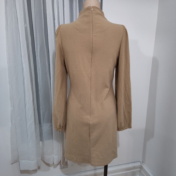 Tan Ribbed Long Sleeve Dress Size Medium - Picture 3 of 5